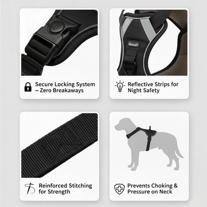 No-Pull Reflective Dog Harness | Anti-Choke Training Vest with Soft Padding and Easy-Control Handle