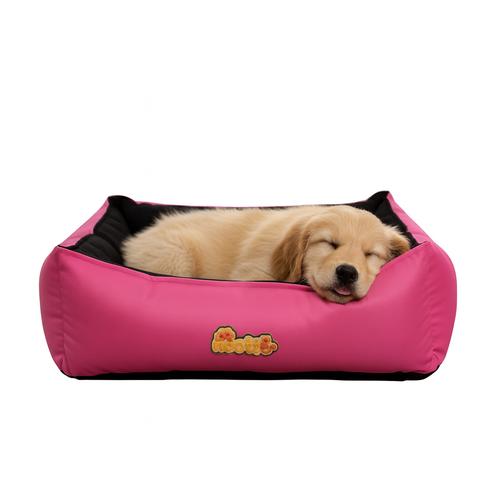 Sofa Basket Bed for Dogs & Cats – Small (22' x 17' x 6') | Velvet Interior, Mat Exterior, Washable & Scratch-Resistant (Pink)