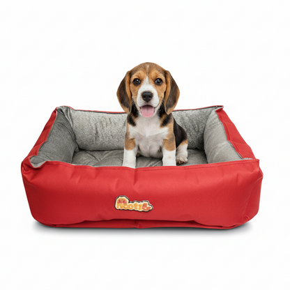 Sofa Basket Bed for Dogs & Cats – Small (22' x 17' x 6') | Velvet Interior, Mat Exterior, Washable & Scratch-Resistant (Pink)