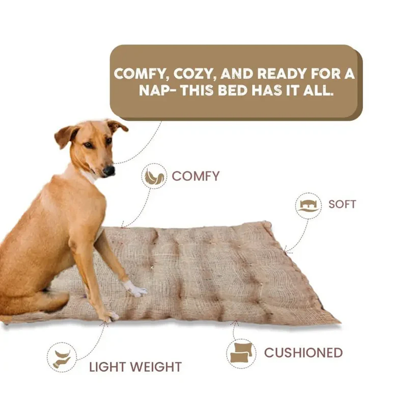 Bed for Dogs & Cats | Eco-Friendly, Soft & Durable Pet Sleeping Mat – Small (65 x 52 x 5 cm)