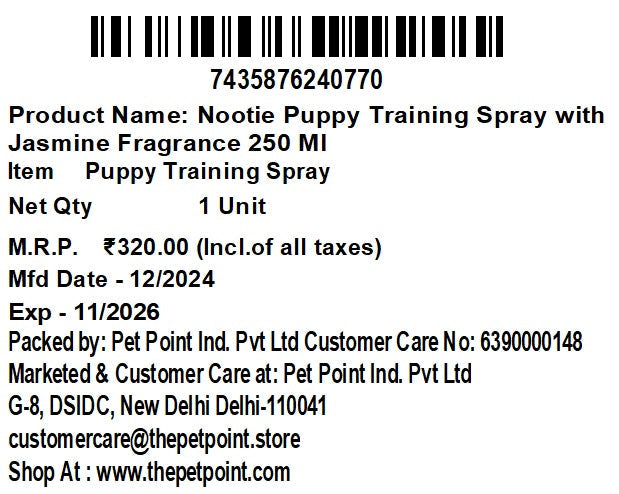 Puppy Training Spray – Jasmine Fragrance (250 ml) | Potty Area Attractor & Odour Control