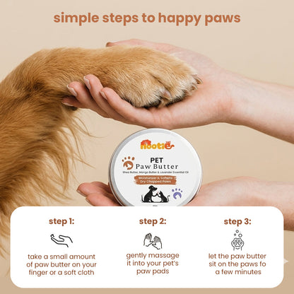 Pet Paw Butter with Shea Butter, Mango Butter & Lavender Essential Oil for Dogs & Cats (100g) | Moisturises, Heals & Protects Dry Paws